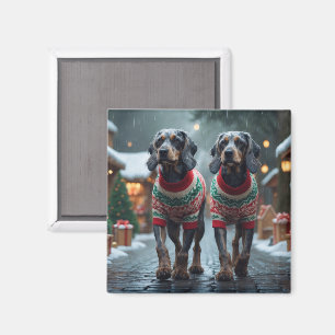 Íman Cães Griffon de Cabelo Raspado no Natal Neve