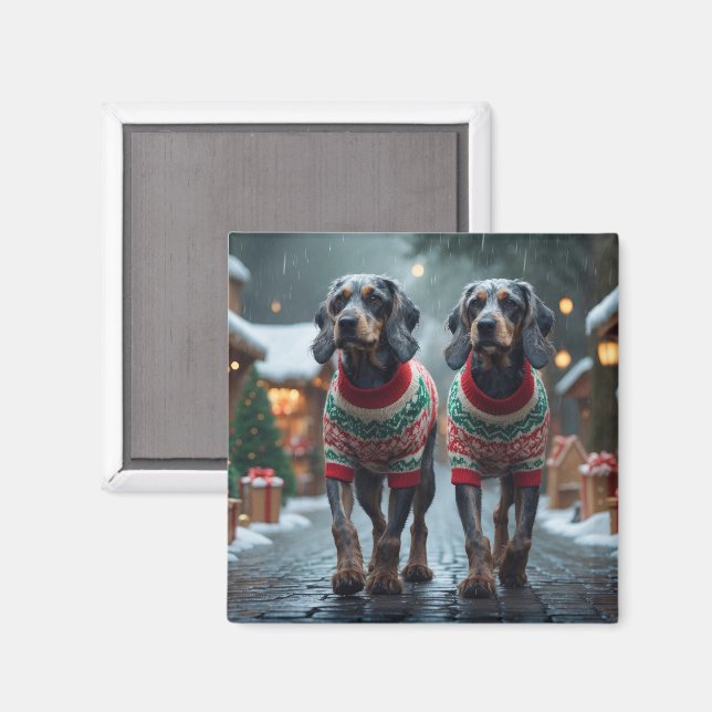 Íman Cães Griffon de Cabelo Raspado no Natal Neve  (Front/Back)