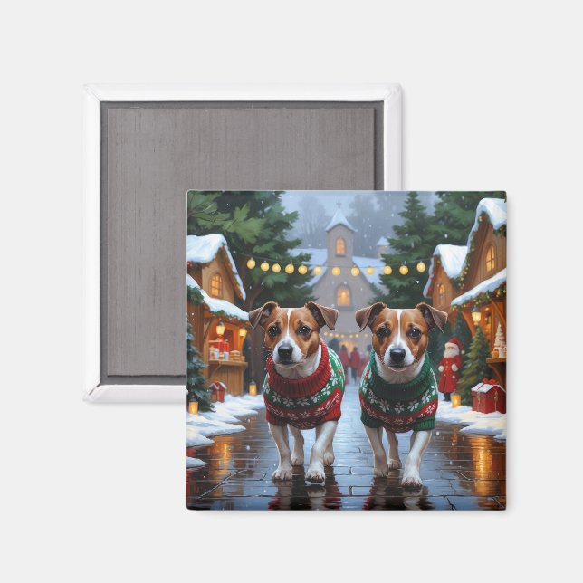 Íman Cães Jack Russell Natal Neve Férias (Front/Back)