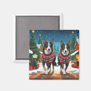 Íman Cães Kelpie Australianos Natal Neve Feriado
