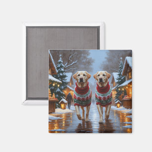 Íman Cães Labrador Natal Neve Férias