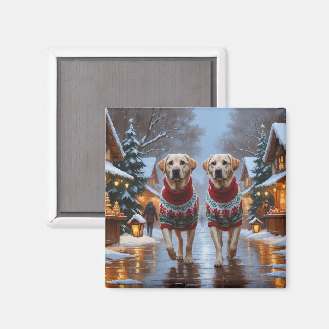 Íman Cães Labrador Natal Neve Férias (Front/Back)