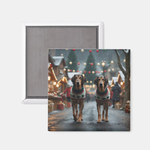 Íman Cães lobo-hound Natal Neve Feriado