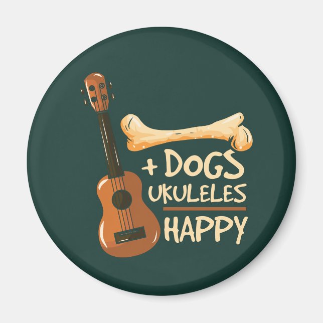 Íman Cães Mais Ukuleles Igual a Feliz Gag Novelty (Frente)
