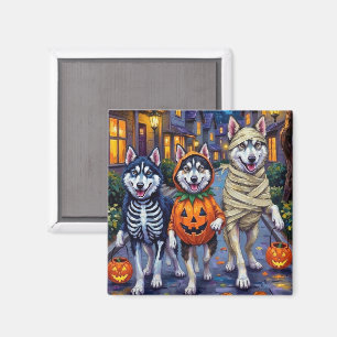 Íman Cães Malamute do Alasca Trick-or-Treating no Hallo
