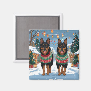 Íman Cães Malinois Belgas Natal Neve Férias