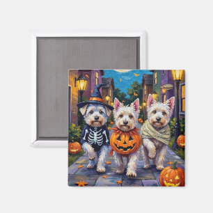 Íman Cães Malteses Fantasiando Fantasias de Halloween