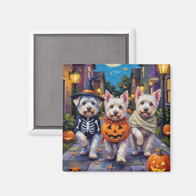 Íman Cães Malteses Fantasiando Fantasias de Halloween (Front/Back)