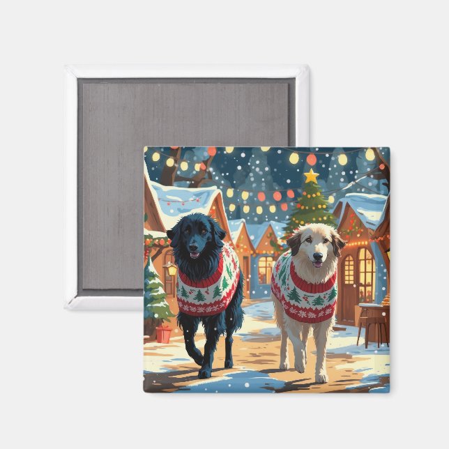 Íman Cães Pastores da Anatólia Natal Neve Feriado (Front/Back)