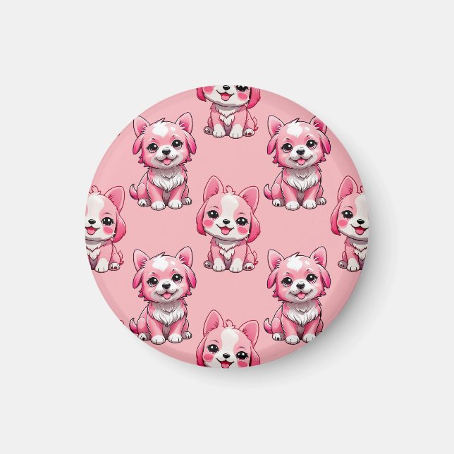 Íman Cães Rosa Fofos (Frente)