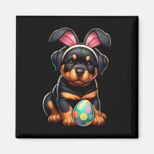 Íman Cães Rottweiler de Páscoa Amantes de Coelhos Ovos