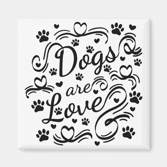 Íman Cães São Pata De Amor E Tipografia Cardíaca (Frente)