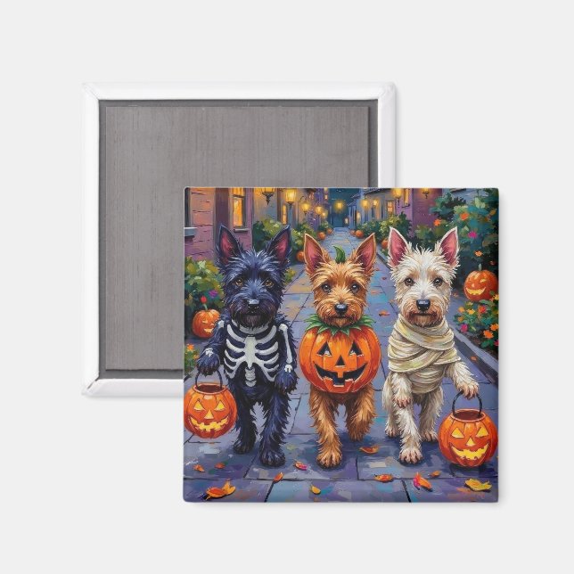 Íman Cães Terrier Escocês em Fantasias de Halloween (Front/Back)