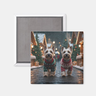 Íman Cães Terrier Escoceses Natal Neve Férias