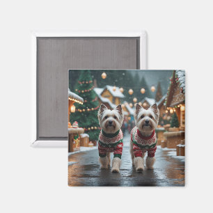 Íman Cães Terrier Tibetano Natal Neve Férias
