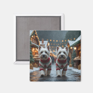 Íman Cães West Highland White Terrier Natal Neve