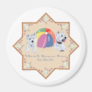 Íman Cães Westies no Verão Arenoso