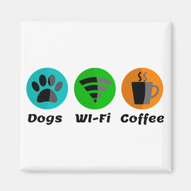 Íman Cães Wi-Fi E Café (Frente)