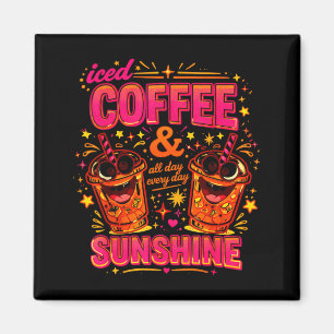 Íman Café com gelo engraçado design de sol brilhante ro