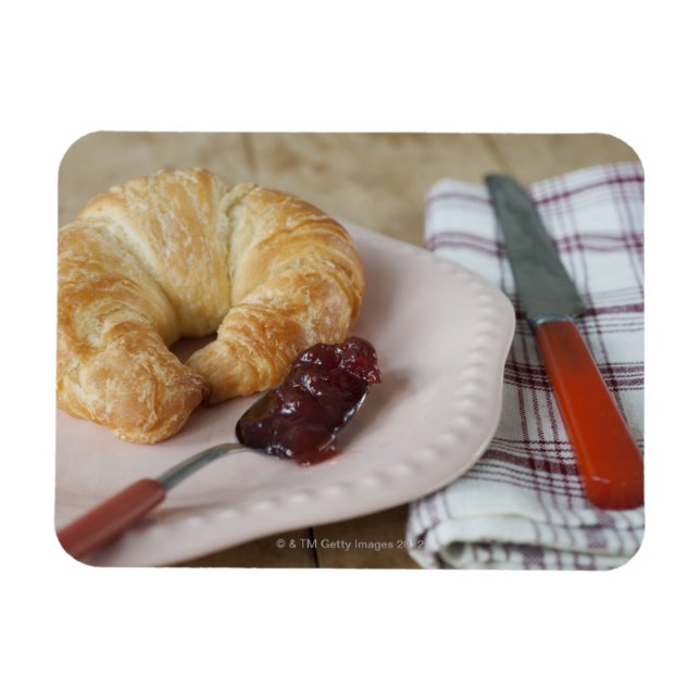 Íman Café da manhã francês com croissant (Horizontal)
