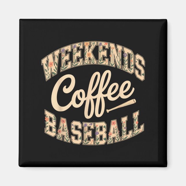 Íman Café de fim de semana beisebol fofo retrô vida de  (Frente)