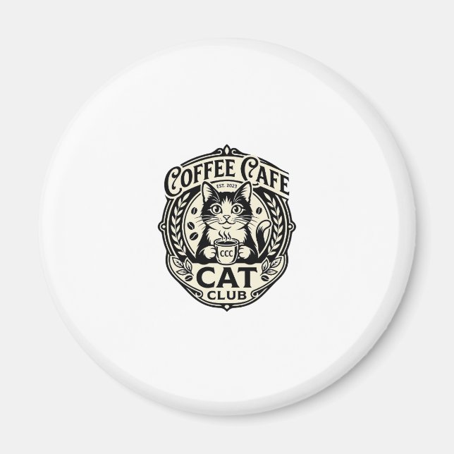 Íman Café de Gato Engraçado Gráfico - Clube de Gato de  (Frente)