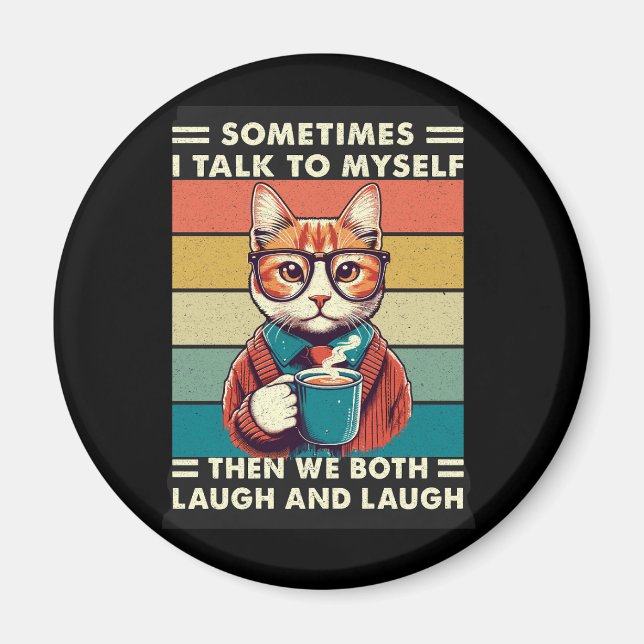 Íman Café de gato retrô vítreo (3) (Frente)