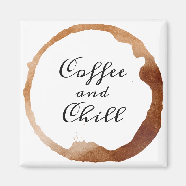 Íman Café e aspas frias em um design de mancha de café (Frente)