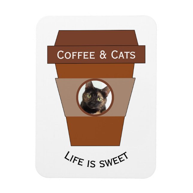 Íman Café e gatos personalizáveis - A vida é doce (Vertical)