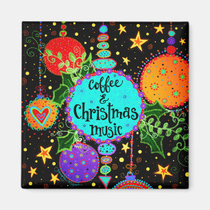 Íman "Café e Música de Natal" Ornamentos Festivos