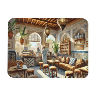 Íman Café em Casablanca — Marrocos — Pintura Watercolor