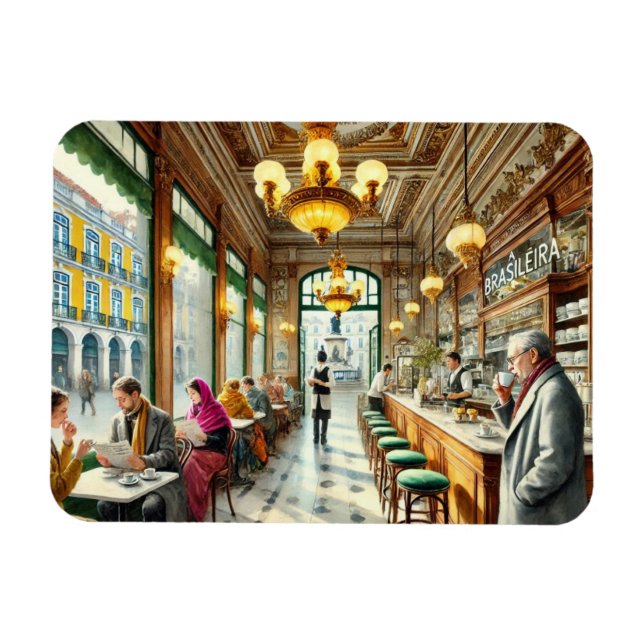Íman Café em Lisboa Watercolor (Horizontal)