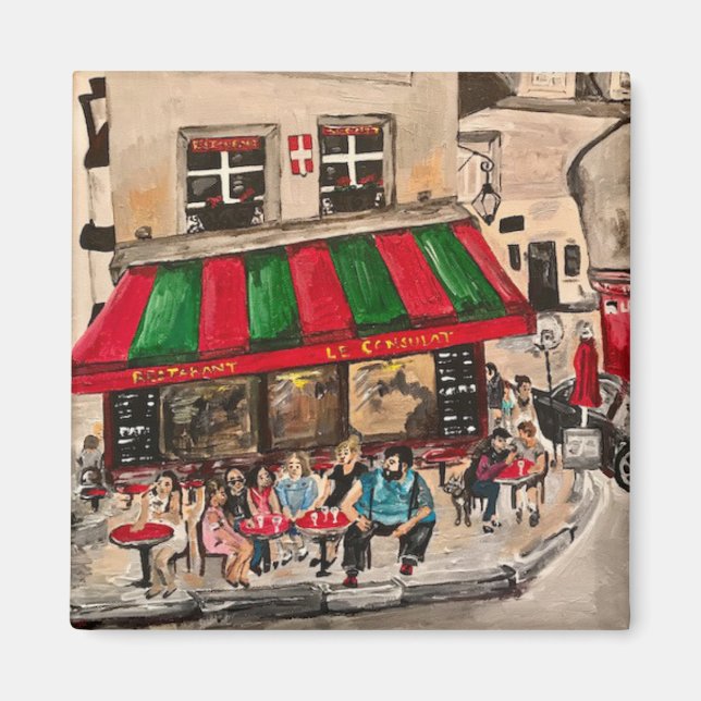 Íman "Café em Rue Norvins, Montmarte" Paris (Frente)