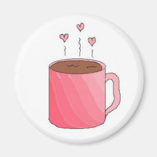 Íman Café em um copo cor-de-rosa bonito