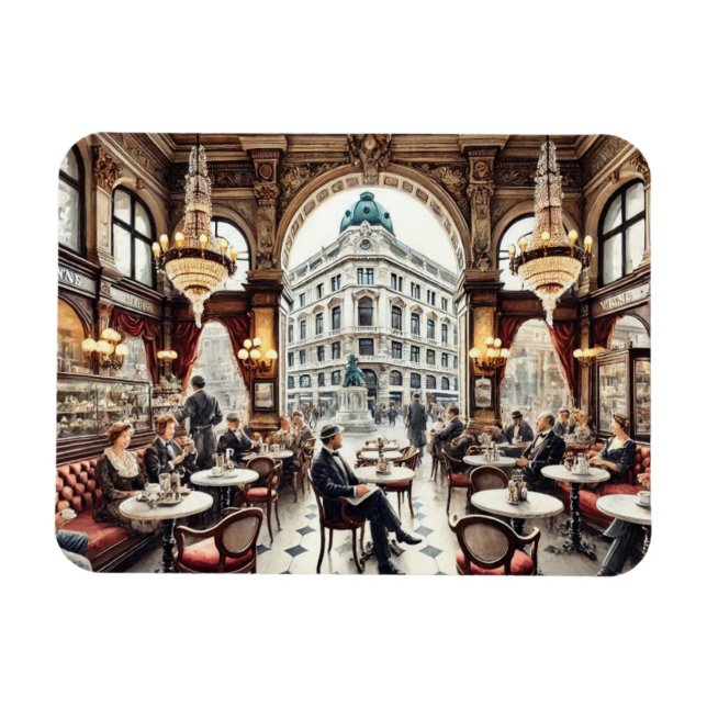 Íman Café em Viena, Áustria — Pintura de Aquarela (Horizontal)