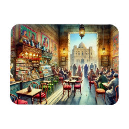 Íman Café no Cairo Egypt Watercolor Painting