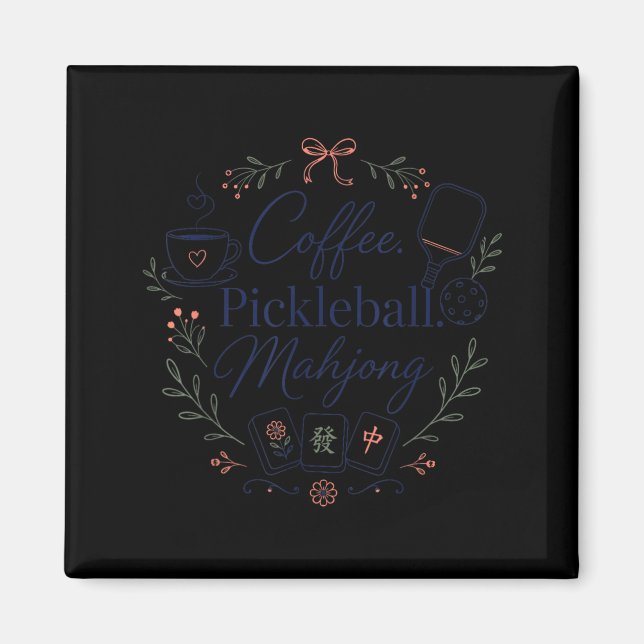 Íman Café Pickleball Jogo de Mahjong Mahj (Frente)