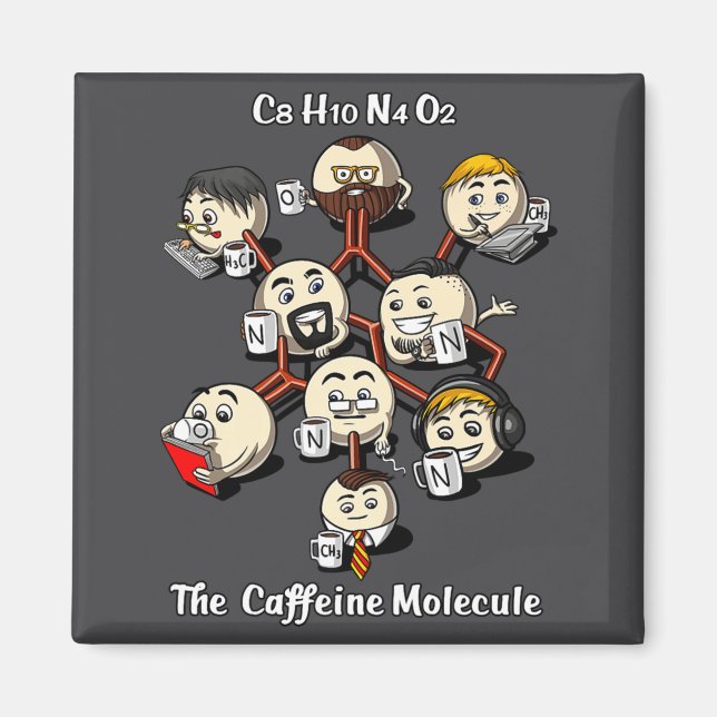 Íman Café Química Molécula Engraçado Ciência Geek Cof (Frente)