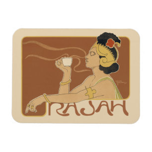 Íman Café Rajah Art Nouveau Vintage, Senhora com Café