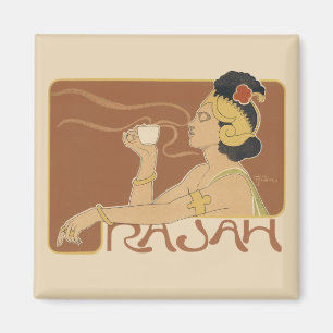 Íman Café Rajah Art Nouveau Vintage, Senhora com Café