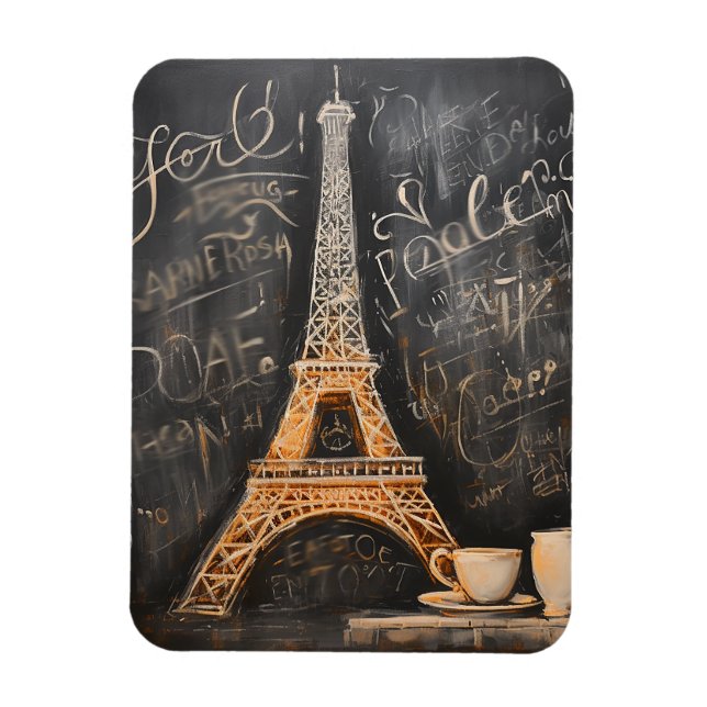Íman Café Torre Chic Eiffel Café Café Café Chalkboard P (Vertical)