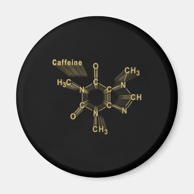 Íman Cafeína Fórmula química estrutural ouro (Frente)