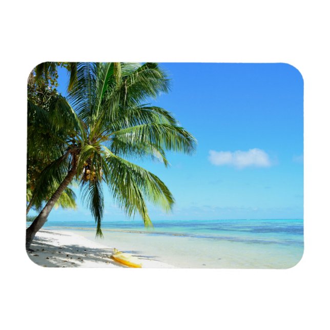 Íman Caiaque amarelo num ímã retangular de praia (Horizontal)