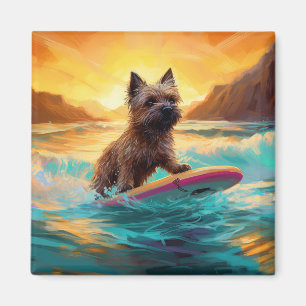 Íman Cairn Terrier Beach Surfing Painting