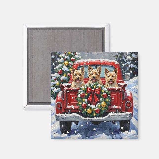 Íman Cairn Terrier Christmas Red Truck Holiday (Front/Back)
