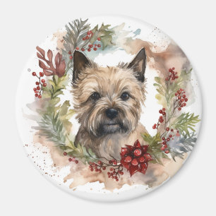 Íman Cairn Terrier Christmas Wreath Festivo Pup