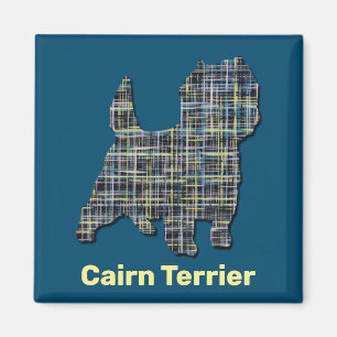 Íman Cairn Terrier Dog Yellow & Black Grid Line