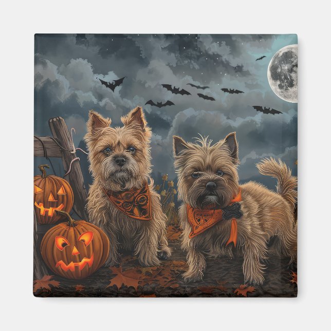 Íman Cairn Terrier Halloween Assustador (Frente)