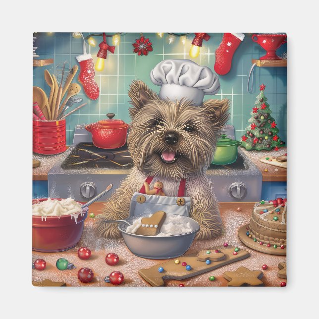 Íman Cairn Terrier Holiday Baking: Natal Festivo (Frente)