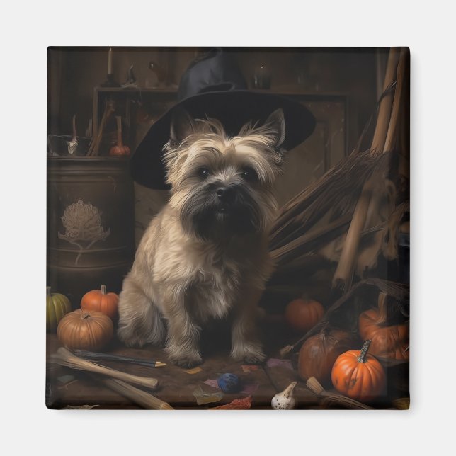 Íman Cairn Terrier Pumpkins Halloween Scary (Frente)